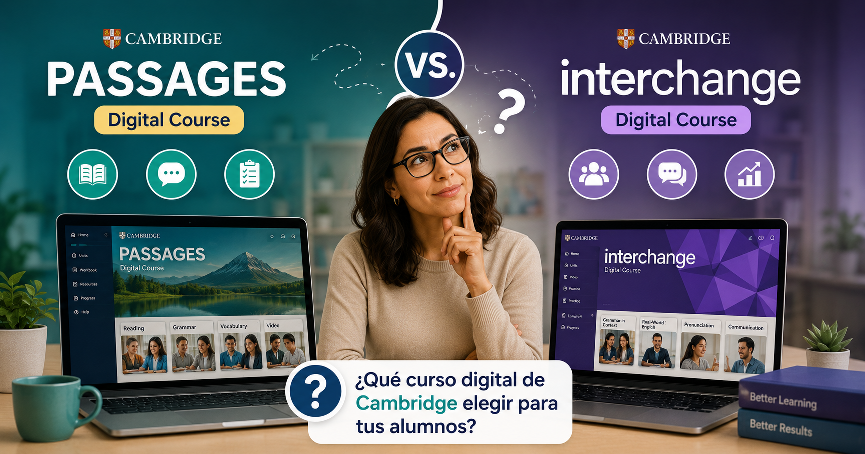 Passages vs. Interchange: ¿Qué curso digital de Cambridge elegir para tus alumnos?